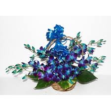 10 blue orchids arrangement