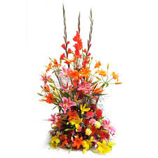 Large basket of lilies Anthurium gladioli and orchids