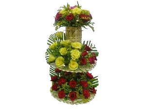 3 layer red yellow 50 roses with mat
