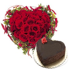 1 Kg Cake 25 red roses Heart